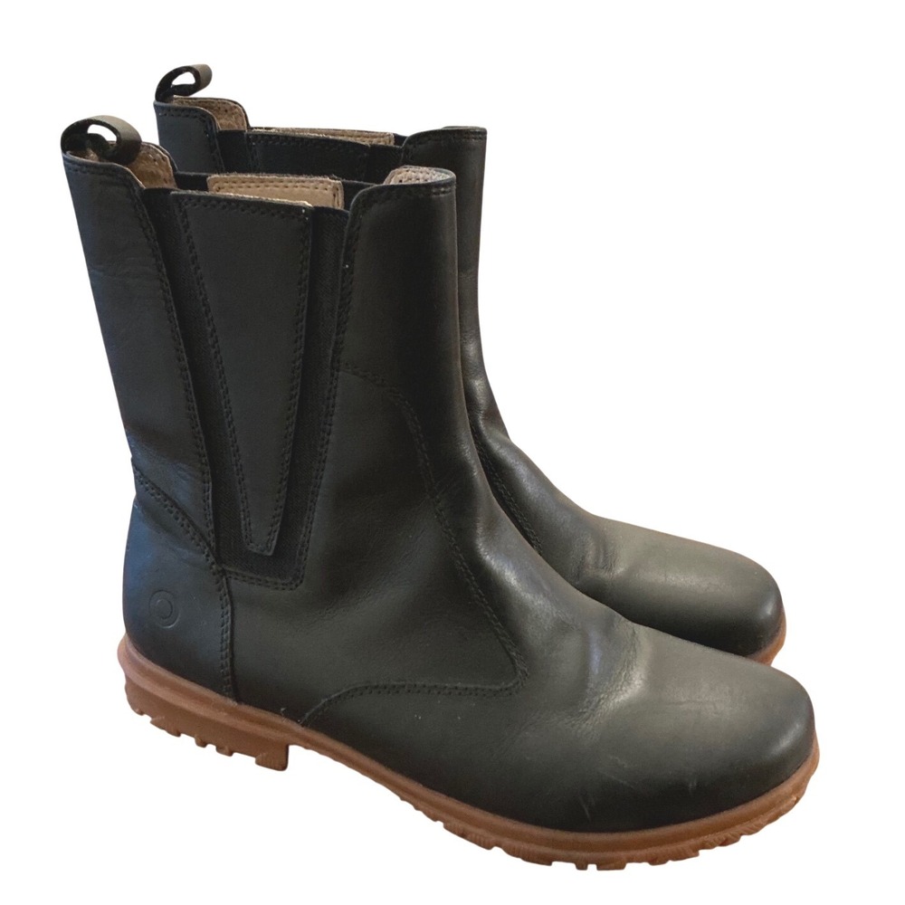 BOGS Pearl Womens 7.5 Black Leather Waterproof Chelsea Ankle Boots 71632-001 Gum